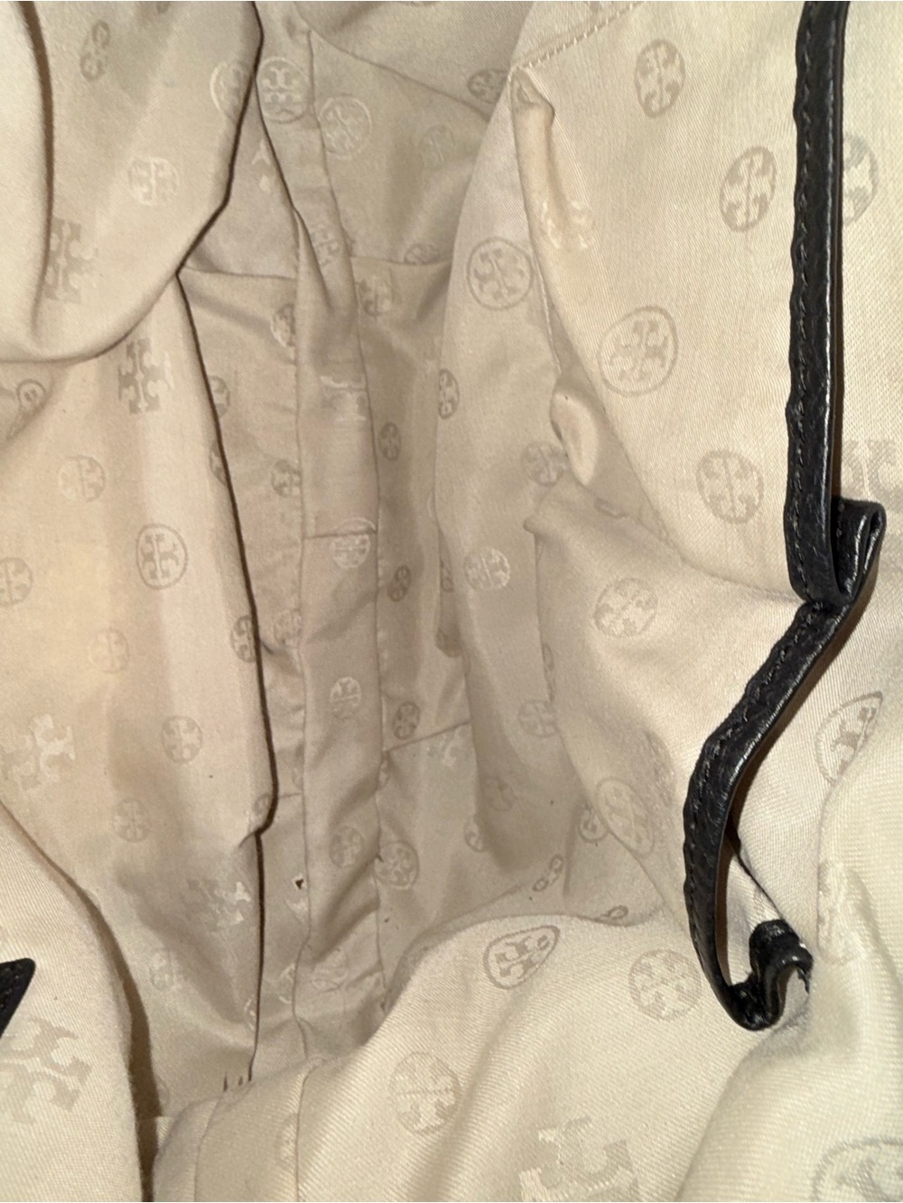 Tory Burch Black Pebbled Leather Hobo Shoulder Bag with Logo - Picture 6 of 17